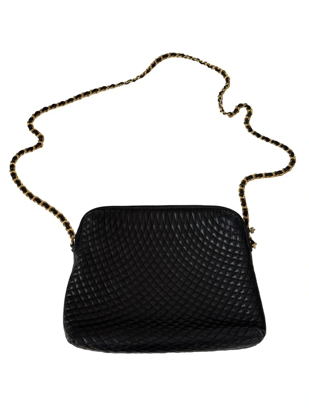 Bally Black Quilted Gold Chain Crossbody Bag